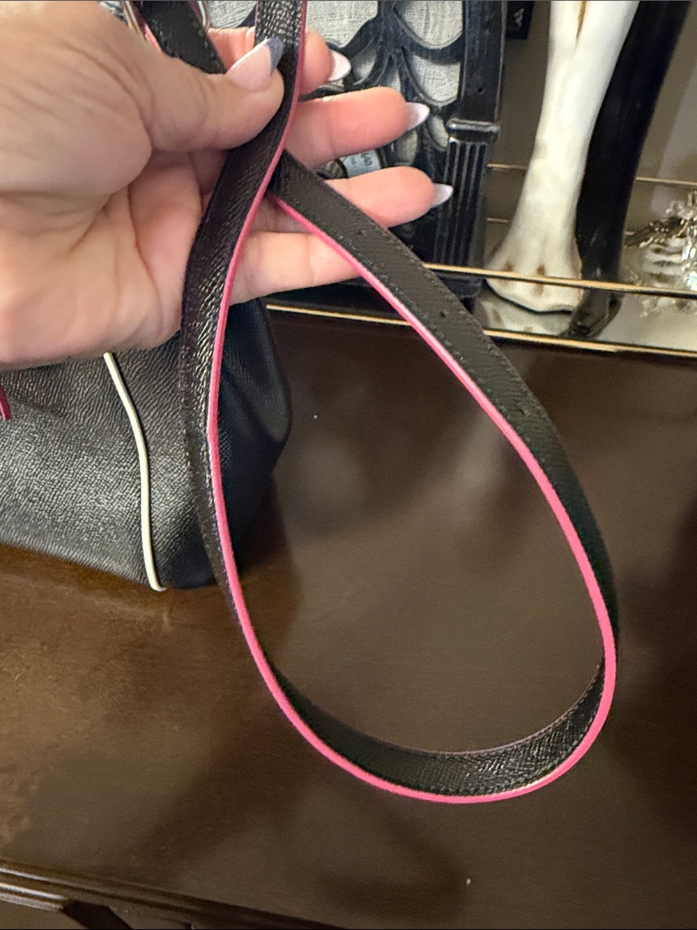 Coach Christie Black Pink Leather Shoulder crossbody Bag with Trim - Picture 13 of 13